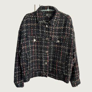 Zara Black/Navy Multi Coloured Tweed Jacket